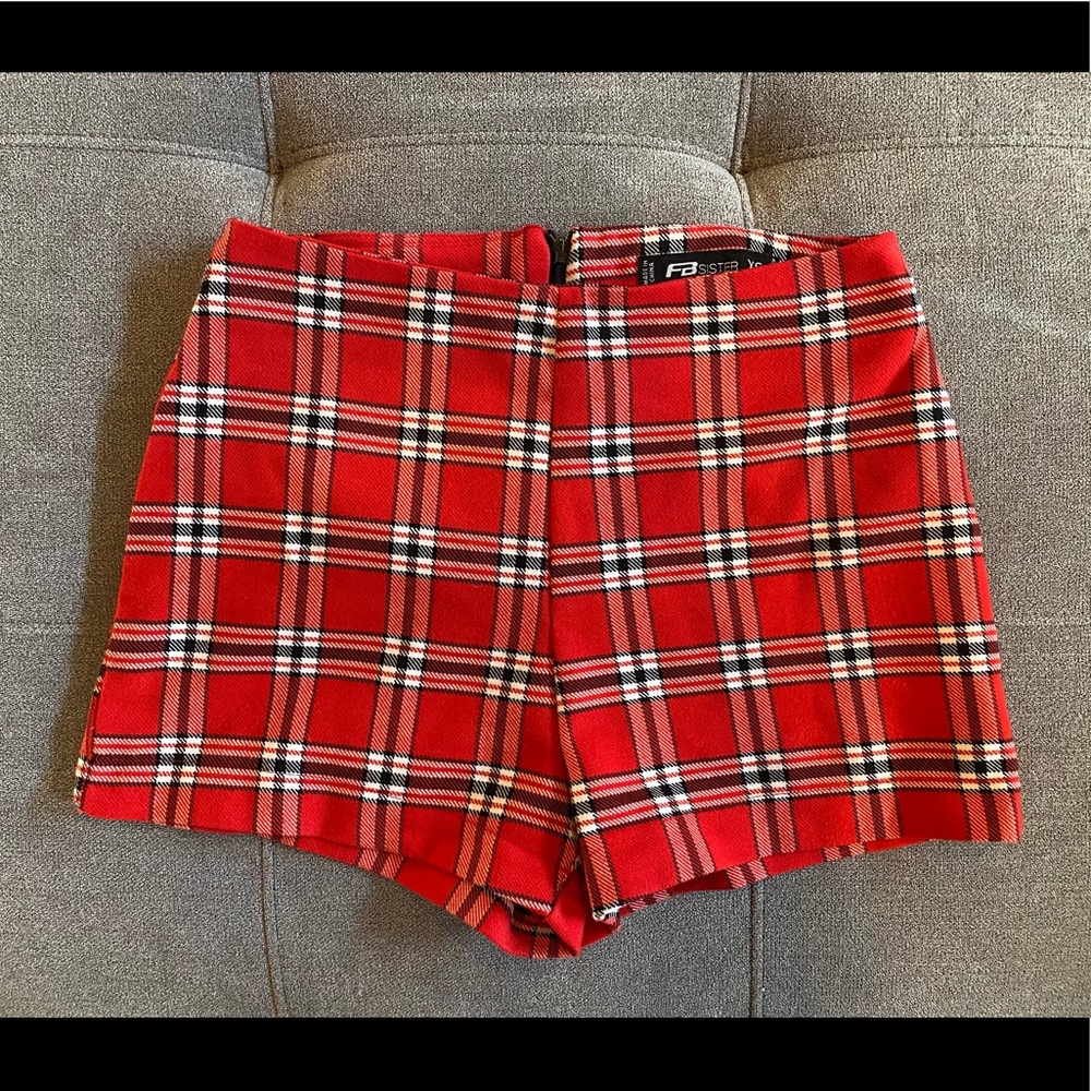 High-Waisted Plaid Shorts